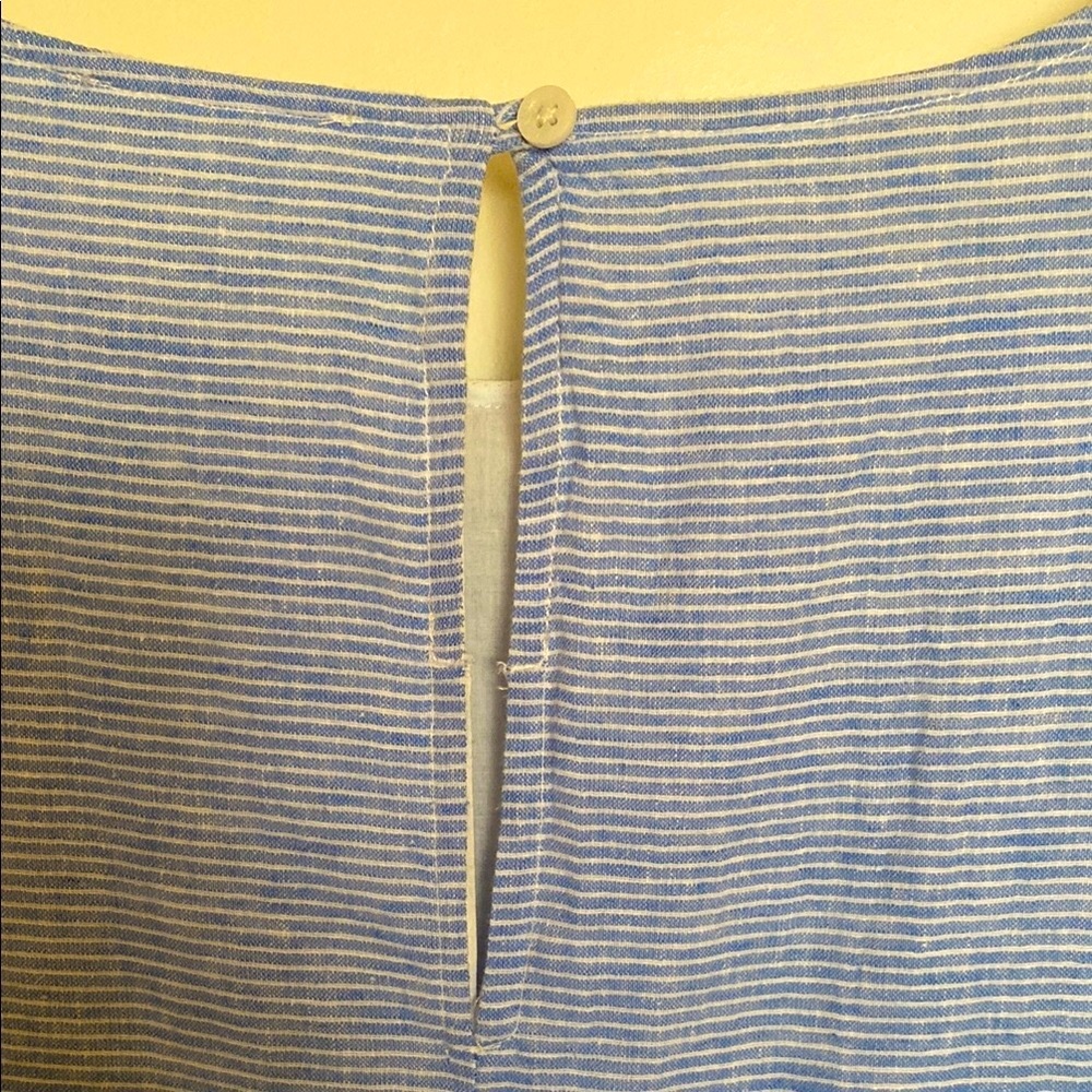Sheath Dress Women’s 12 Light Blue Cotton Sleeveless With White Stripes